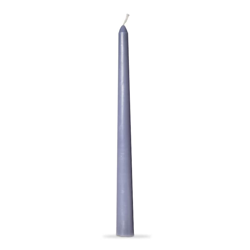 Color Studio 12" Traditional Taper Unscented Smokeless Paraffin Wax Candle Slate Blue, Set of 4, Burn Time 8 hrs.