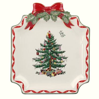 Spode Christmas Tree Ribbons Canape Plate - 6.5 inch