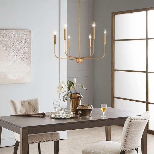 Rustic Antique Gold Chandelier Linear Pendant Lighting 6 light Metal Candle Chandelier for Dining Room Bed Bath Beyond 32221784
