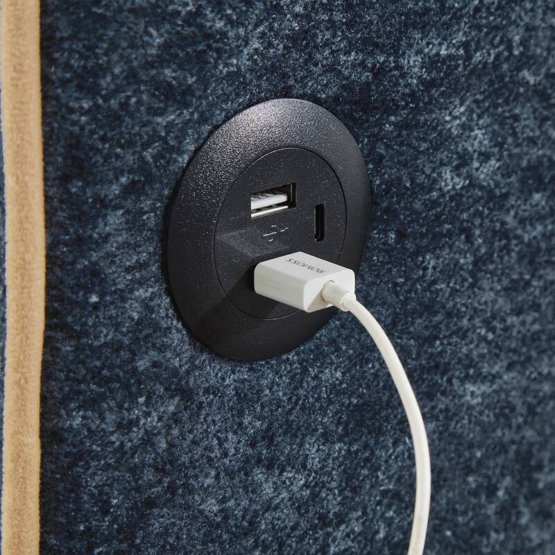 GDFStudio - 58" Chenille Convertible Sleeper Sofa with USB