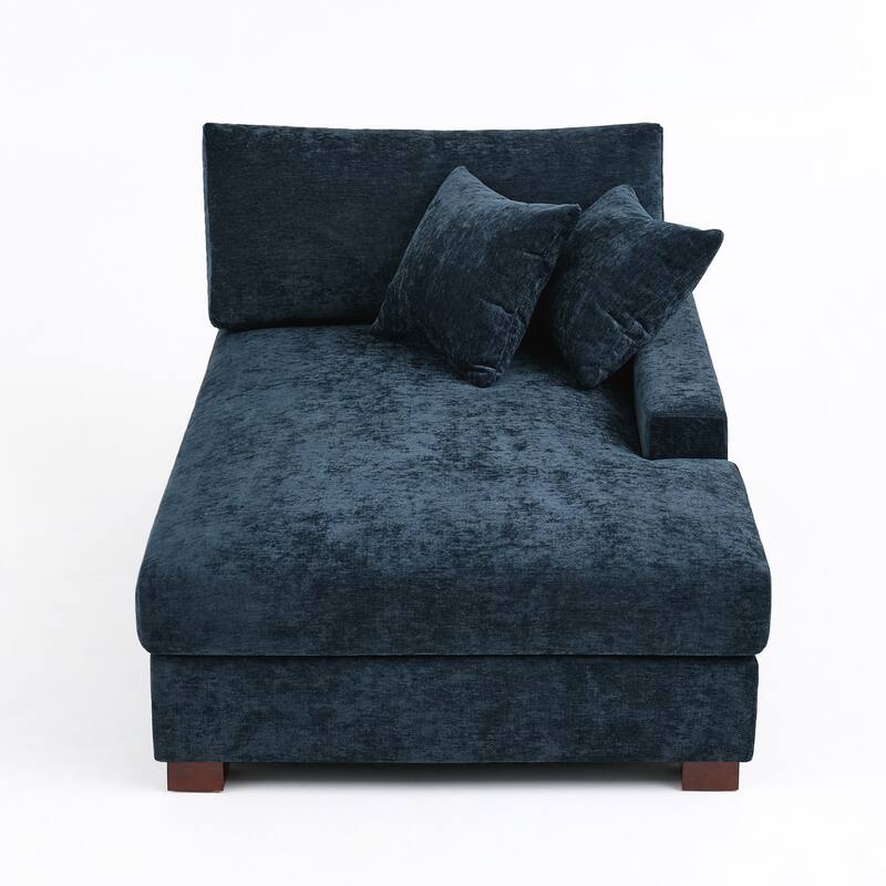 40.8"W Modern Chenille Upholstered Chaise Lounge with Pillow