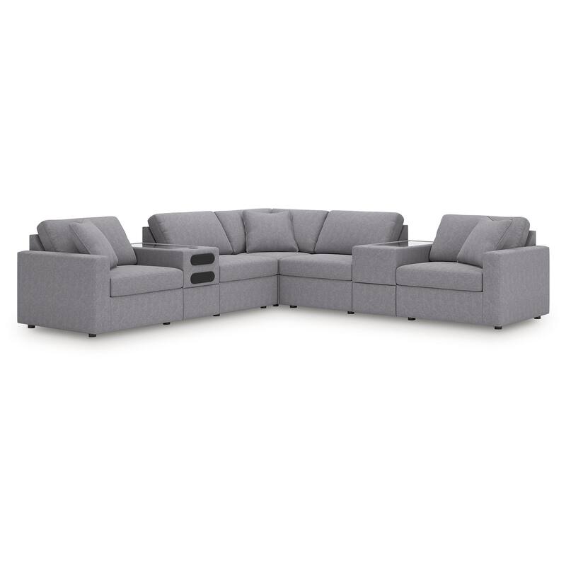 Signature Design by Ashley Modmax 7-Piece Balanced Sectional with Audio and Storage Consoles - 124" W x 124" D x 36" H