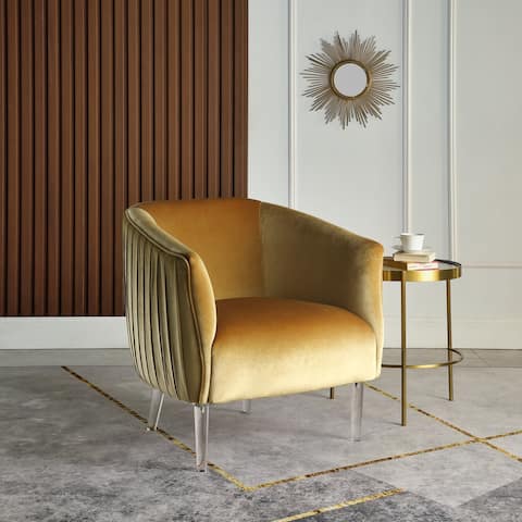 Corvus Riley Curved Back Velvet Barrel Accent Chair
