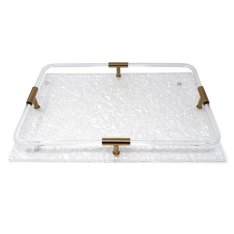 Acrylic Rectangle Tray with Gold Detail on Handle