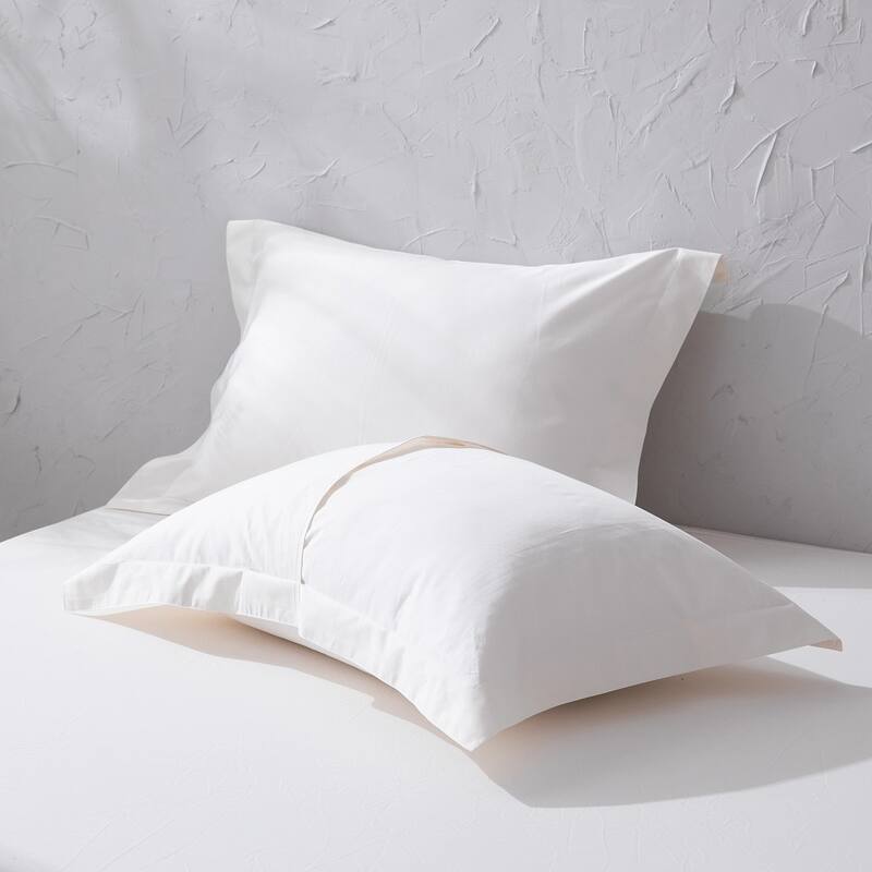 WHOLINENS Long Staple Cotton Sateen 400 TC Duvet Cover Set, Solid Color