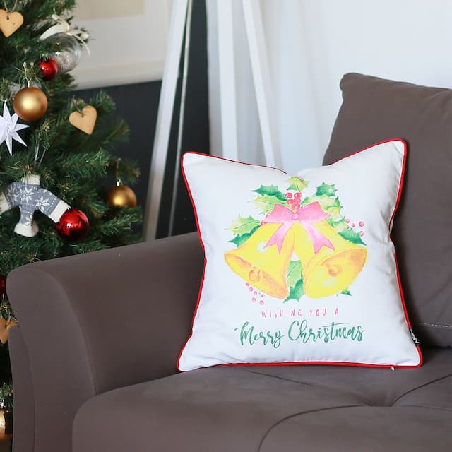 Decorative Christmas Bells Single Throw Pillow Cover Square