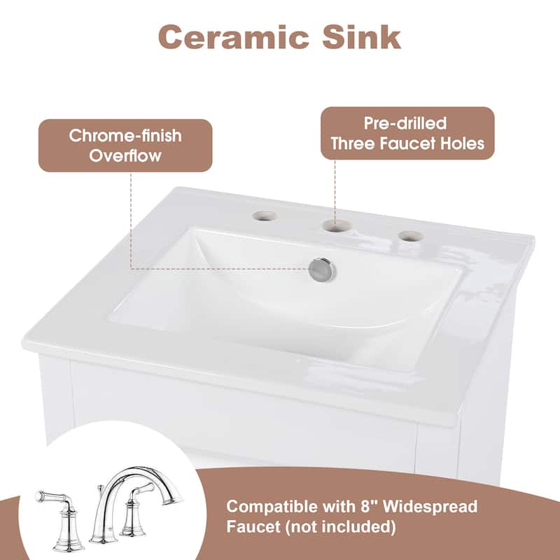 Roomfitters Bathroom Vanity with Sink, Storage Cabinet with Drawer and Adjustable Door Shelf