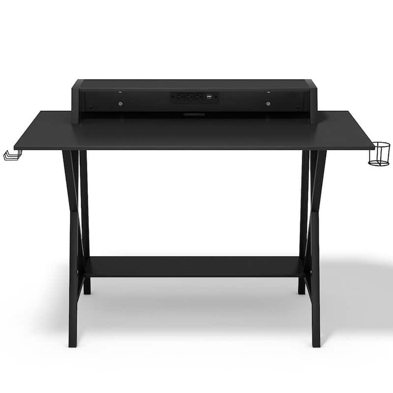 Gymax Gaming Desk All-In-One Professional Gamer Desk Cup Headphone