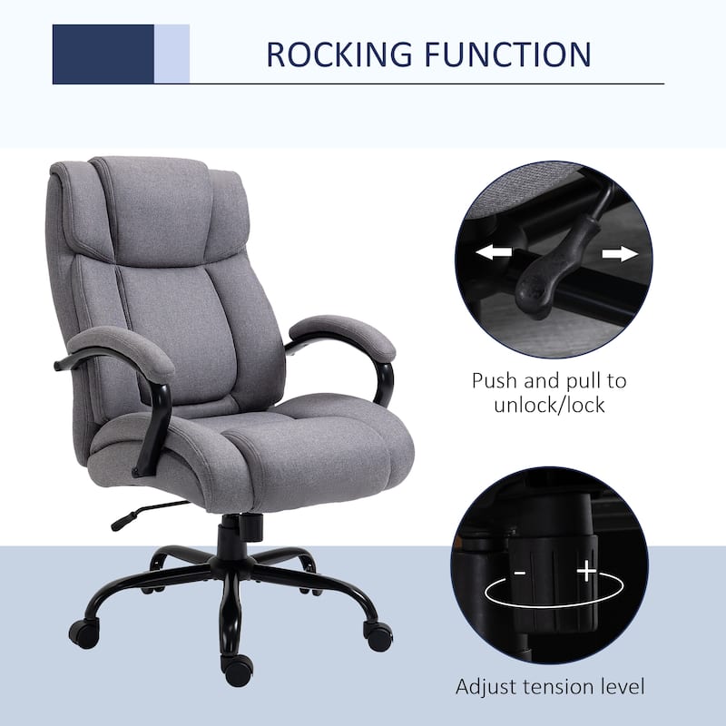 Vinsetto Big and Tall Executive Office Chair High Back Computer Desk Chair Ergonomic Swivel Chair with Linen Fabric