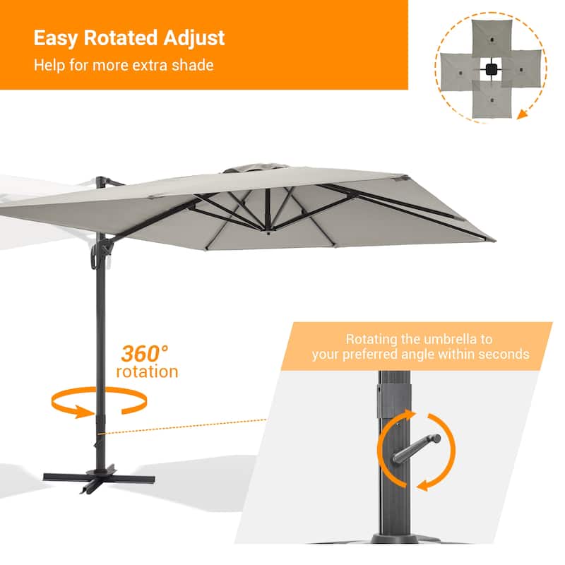 LIVOOSUN 10x10ft Cantilever Patio Offset Hanging Umbrellas