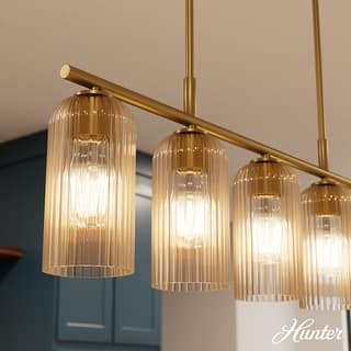 Hunter + Jasmine Roth Beverly Glen Ribbed Glass Round and Linear Chandelier - Transitional, Contemporary, Glam
