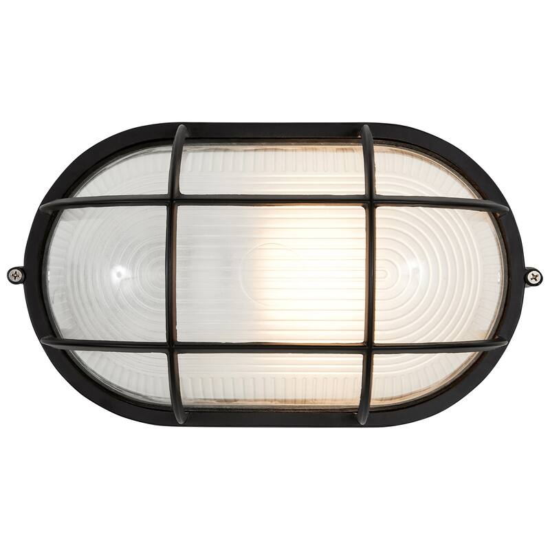 Access Lighting Nauticus Dual Mount - Wet Location Bulkhead - Black Finish - Frosted Glass Shade - Incandescent