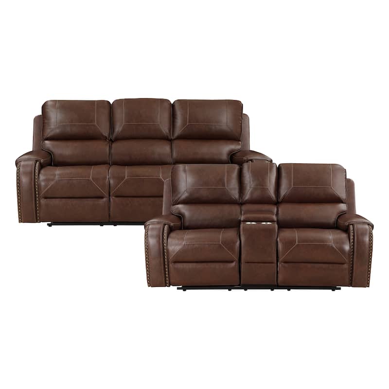 Ashton 2-Piece Manual Reclining Living Room Set - Brown