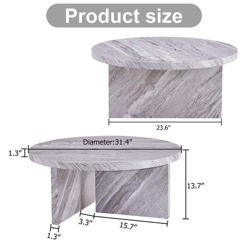 A Diameter of 31.4 Inches Double Pedestal Round Coffee Table