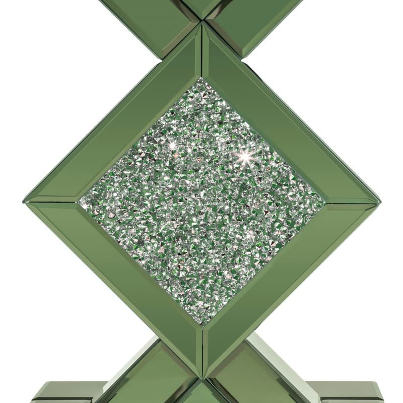 Modern Mirrored Glass Top End Table with Crushed Diamond