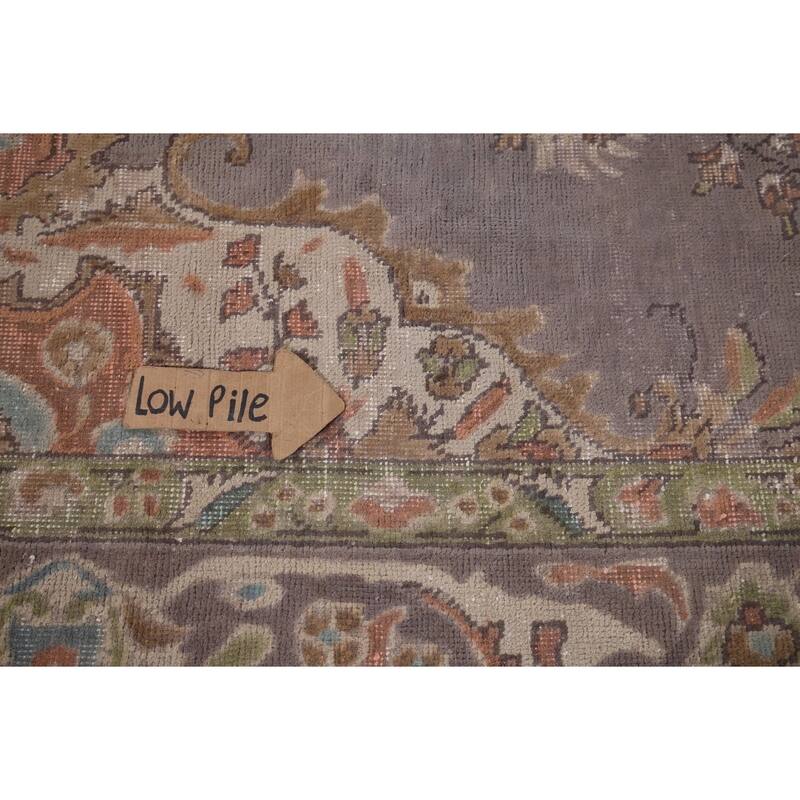 Purple Tabriz Vintage Persian Area Rug Handmade Wool Carpet - 7'11" x 11'1"
