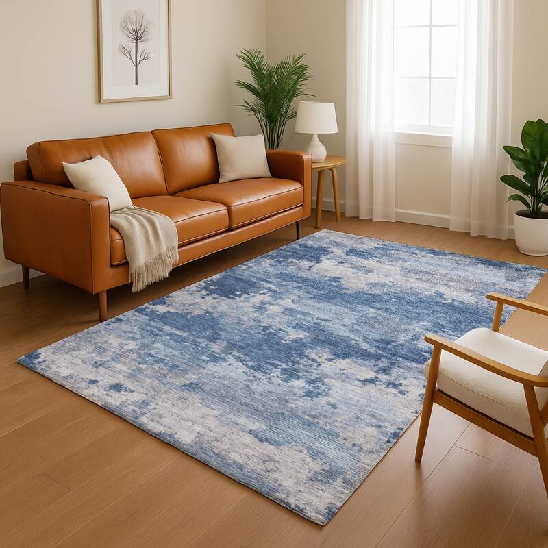Premium Washable Super Soft Modern Chic Mayfield Rug - Navy - 5' x 7'6"