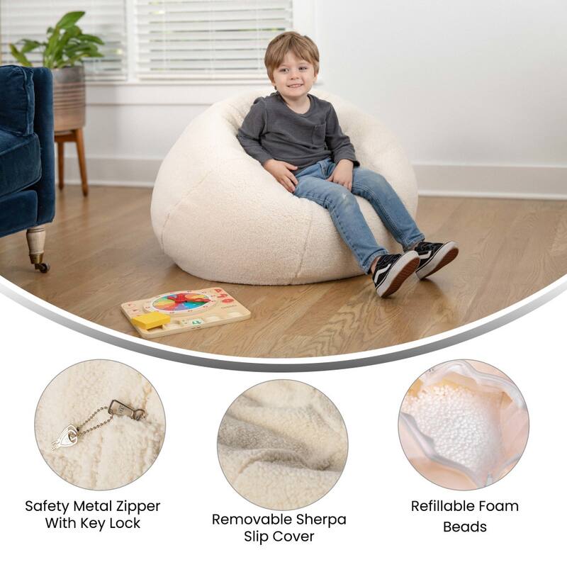 Small Refillable Bean Bag Chair for Kids and Teens