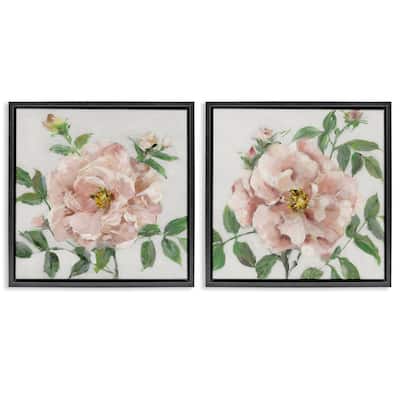 Stupell Soft & Subtle Peonies Framed Floater Canvas Wall Art Design By Sally Swatland (Set of 2)