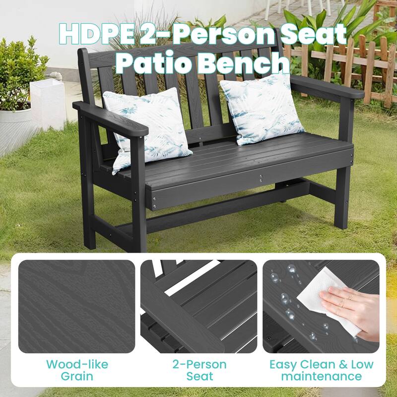 Outdoor 2-Person Garden Bench 42.92-in W x 35.83-in H