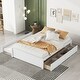 preview thumbnail 2 of 15, Simple Platform Bed Full Size Wood Bed Frame with Twin Trundle and 2 Drawers Suit for Kids Bedroom, No Box Spring Needed White