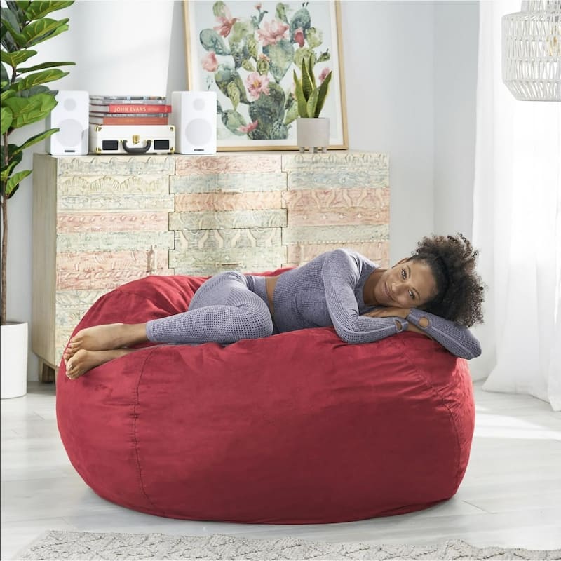 Madison Faux Suede 5-foot Beanbag Chair by Christopher Knight Home - Red