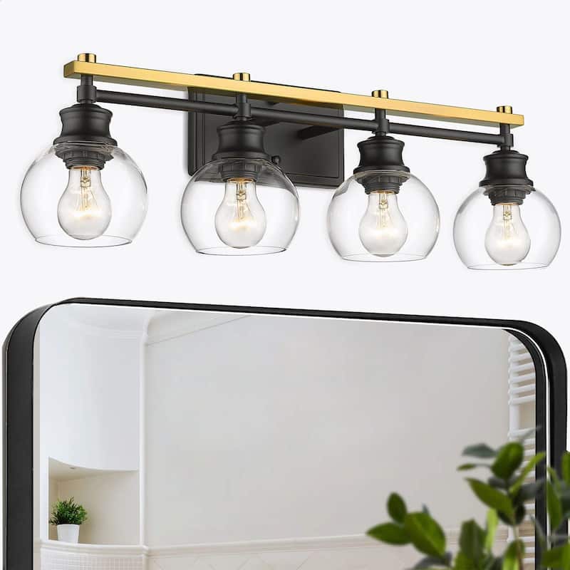 4-Light Modern Bathroom Vanity Lights with Globe Glass