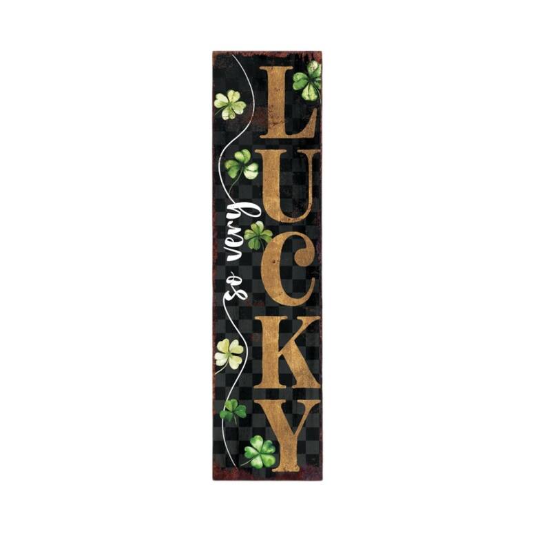 HomeRoots 36" Black Gold And Green Solid Wood Luck St Patrick's Day Porch Sign