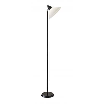 Metal Cone Floor Lamp with White Plastic Shade Rotary Switch - 10” x 12” x 71.5” (D x W x H)