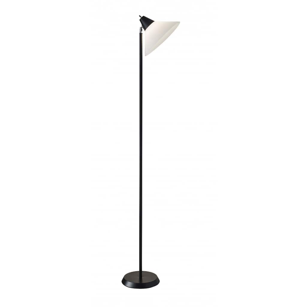 Metal Cone Floor Lamp with White Plastic Shade Rotary Switch - 10” x 12” x 71.5” (D x W x H)
