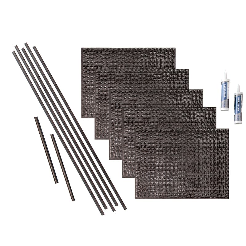 FASÄDE Terrain Decorative Vinyl Backsplash Panel - 15 Square Foot Kit - Smoked Pewter