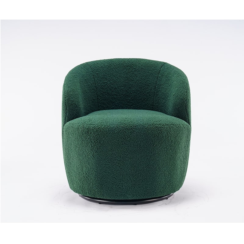 Swivel Teddy fabricaccent armchair barrel chair with black powder coating metal ring