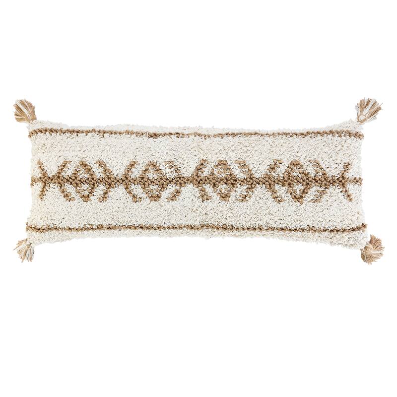 Sevita Boho-Chic Geometric Jute and Cotton Throw Pillow