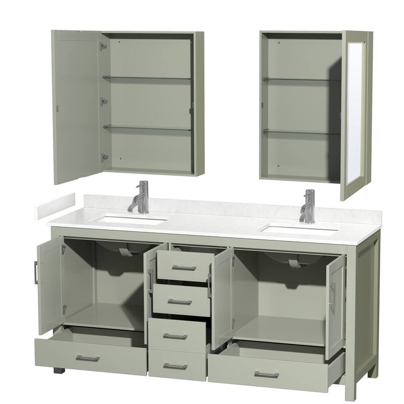 Sheffield Double Bathroom Vanity Set, Cultured Top, Medicine Cabinets