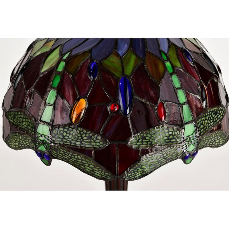 Tiffany-style Purple/Red Dragonfly Lamp