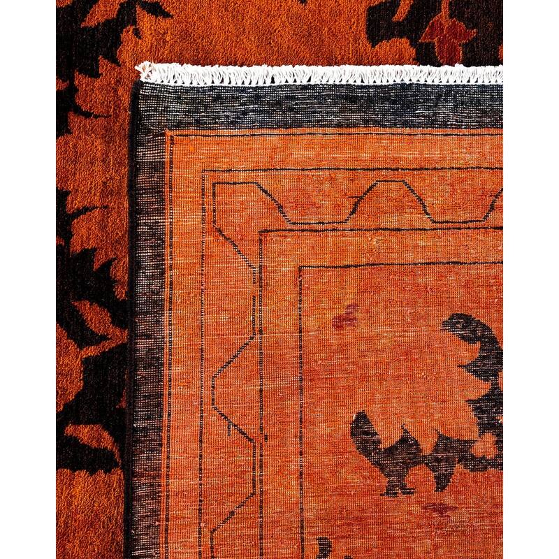 Overdyed, One-of-a-Kind Hand-Knotted Area Rug - Orange - 9' 2" x 11' 6"