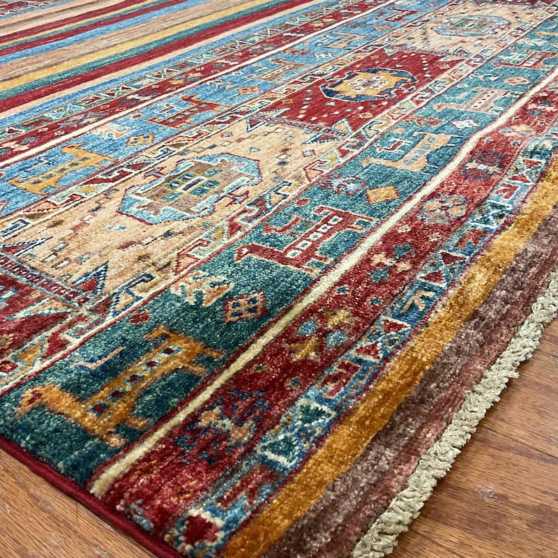 HERAT ORIENTAL Hand-knotted Super Kazak Khorjeen Design Wool Rug - 4'1" x 6'1"
