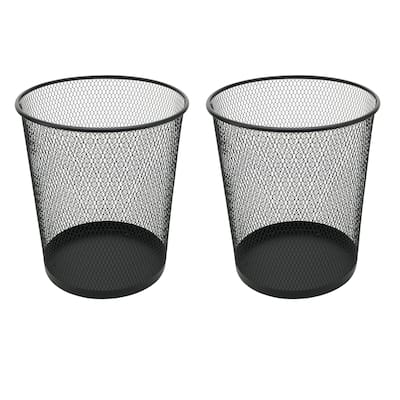 Ybm Home Black Steel Mesh Round Open Top Waste Basket Wire Bin Trash Can for Office Kitchen Bathroom Home 4.75 Gallon 2 Pack