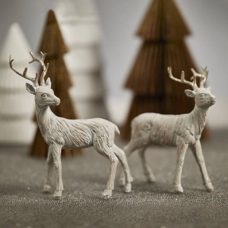Decorative Resin Reindeer Figurines, Set of 2
