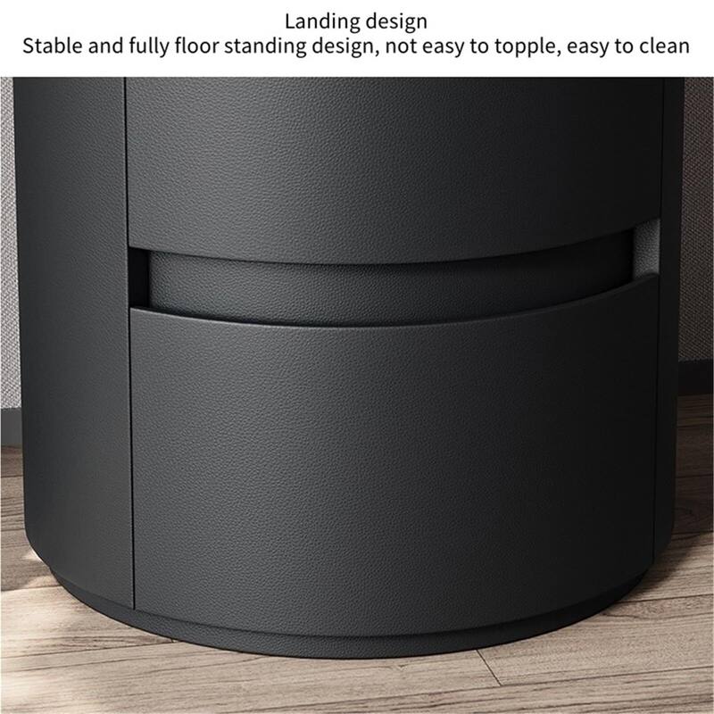 19.5" Modern Round LED Nightstand with Drawers