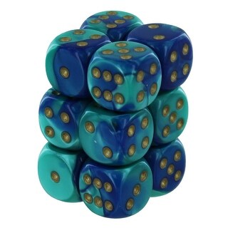 Chessex Gemini Blue-Teal/Gold 16mm Dice Block (12) - Bed Bath