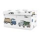preview thumbnail 1 of 2, Construction Truck Collection Boy Kids Fabric Toy Bin Storage - Grey Yellow Black Blue and Green Transportation
