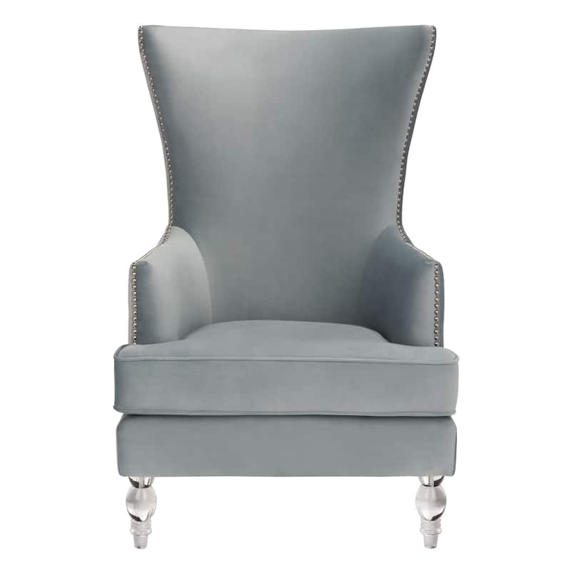 SAFAVIEH Couture Geode Modern Wingback Chair - 29.1" W x 32.3" D x 44.9" H - Light Silver