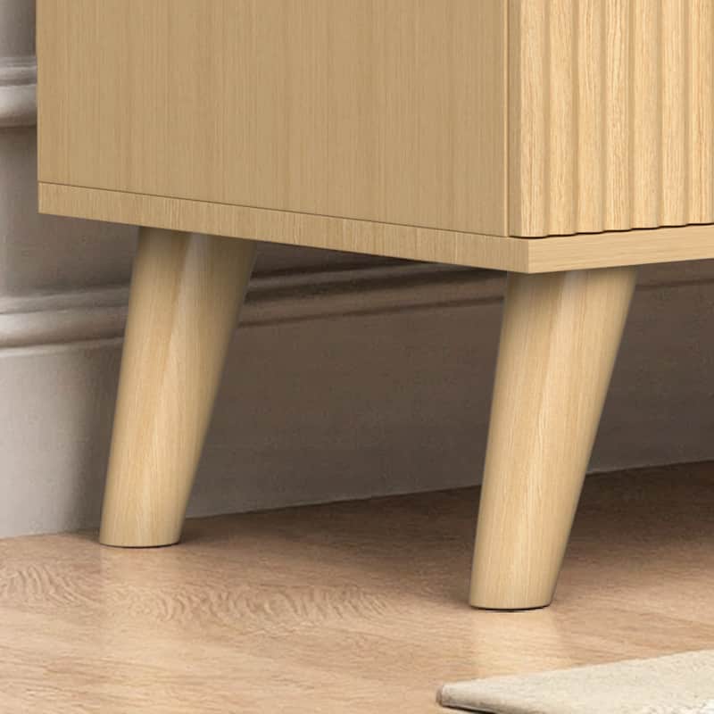 Meyreso Modern Boho Wave Wood Dresser, Wide Storage Cabinet