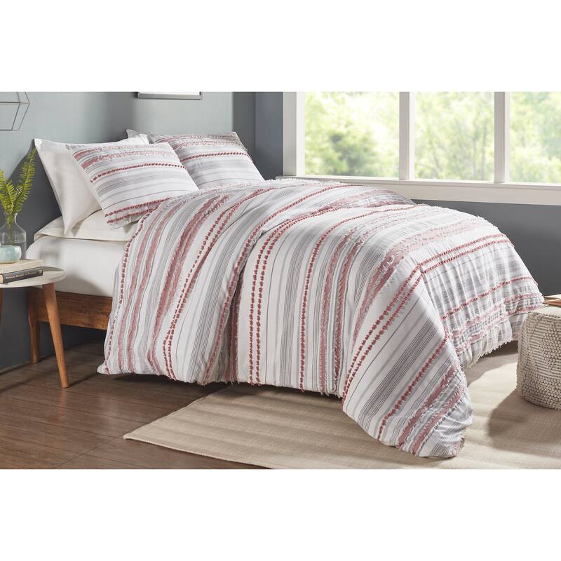 Better Trends Diana Stripe Comforter Set, 100% Cotton Soft & Dobby Weave Luxurious Design Durable and Resistant Machine Washable