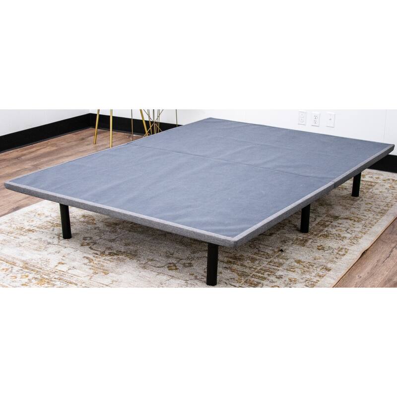 Full Upholstered Platform Foundation with Gray Woven Fabric - Black+ Gray