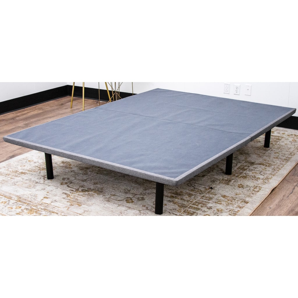 Twin XL Upholstered Platform Bed with Gray Fabric and Steel Frame