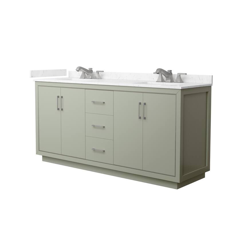 Wyndham Collection WCF1111-72D-VCA-US3MXX Icon 72" Free Standing - Light Green / Carrara Cultured Marble Top /