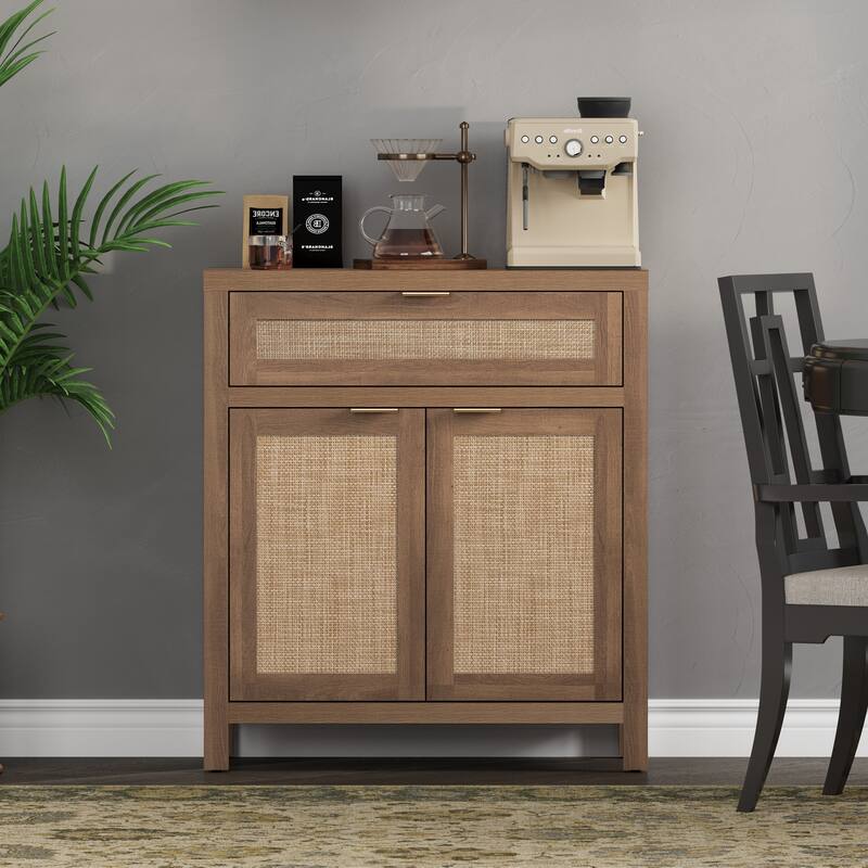 SICOTAS Farmhouse Sideboard Buffet Cabinet Set of 2 with Drawer - N/A