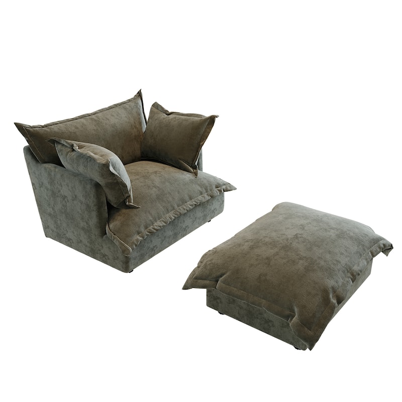 Modern Cloud Chaise Longue Accent Chair with Ottoman set